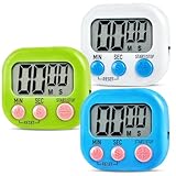 Temporizador de 3 Piezas, Temporizador Digital LCD para Cocina, Soporte Plegable e imán, cronómetro para cocinar, Hornear, Deportes, niños y Estudios (Azul, Blanco, Verde)