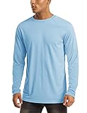 MAGCOMSEN Camisas de protección Solar UV para Hombre UPF 50+ al Aire Libre Manga Larga Casual Ligera Camiseta, Azul, 2XL