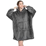 Lushforest Sudadera con Capucha de Gran tamaño, Manta para Mujeres, niñas, Bata de Manga Larga de vellón Sherpa súper Suave