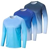 Cimic 3 Pack Camisa UV Hombres Rashguard UPF 50+ Camisas de Protección UV Camisa de Natación de Agua Funcional de Manga Larga de Solar para Hombres(0619-Navy-L)