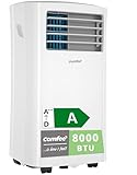 COMFEE Pingüino Aire Acondicionado Portátil 8000 BTU / 2000 Frigorías – Climatizador sin unidad exterior – Enfriador Silencioso Bajo Consumo con Kit de Ventana | 3x1 Refrigera, Ventila y Deshumidifica