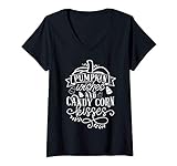 Mujer Pumpkin Wishes And Candy Corn Kisses Fall Halloween Costume Camiseta Cuello V
