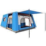 Outsunny Tienda de Campaña Familiar para 4-6 Personas Tienda de Camping Tipo Túnel con 2 Habitaciones Porche Impermeable 3000 mm Anti-UV para Pescar Senderismo Azul Claro