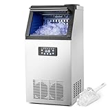 CREWORKS Máquina de Hielo Industrial 73 kg/24 h, 45 Cubitos por Ciclo, Almacenamiento 10 kg, Máquina para Hacer Hielo en Cubos para Bar, Restaurante y Cafetería