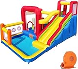 Ballsea Castillo hinchable infantil con soplador – Multifuncional, red de seguridad, seguro y duradero, perfecto para cualquier temporada, para interior/exterior
