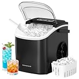SONGMICS Máquina de Hielo, Máquina de Cubitos Autolimpiante, 9 Cubitos en 6 Minutos en 2 Tamaños, 12 kg en 24 Horas, Portátil, Casa, Cocina, Oficina, Fiestas Camping, Negro Tinta XZB001B1EU