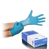HANSKA Guantes desechables Nitrilo Azul - Sin Polvo - Desechables - Ambidextros - No estériles - Base de goma - Apto para ámbitos médicos, manipulación de alimentos (100, M)