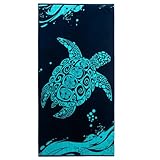 DecoKing Toalla de Playa Grande 90 x 180 cm 100% algodón, Toalla de baño de Terciopelo, Color Azul Oscuro, Azul Marino, Blanco Tortuga