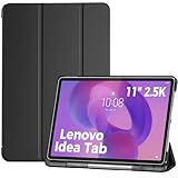 ProCase Funda para Lenovo Idea Tab 11' 2025 TB-336ZU/TB-336FU, Funda Folio con Soporte para Lápiz, Carcasa Protectora Delgada con Soporte Trifold y Cubierta Trasera Translúcida - Negro