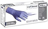 Reflexx R99, guantes Hi-Risk de nitrilo sin polvo, talla 8.9, 50 unidades, azul, Talla L, turquesa, 50 Piezas