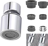 GUOYOU Aireador Grifo 360 °Giratorio Aireador Grifo Cocina con 5 Adaptador Grifo Cocina Filtro Grifo Atomizador Fregadero para Cocina Baño 2 Modos Salida Agua Ajustable Ducha y Modo Chorro