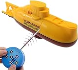 E-MART Mini RC Submarino Radio Control Remoto Barco Barco Juguete electrónico Buceo a Prueba de Agua en Agua Regalo para niños (Amarillo)