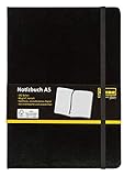 Idena 209281 - Cuaderno DIN A5, cuadriculado, papel crema, 192 páginas, 80 g/m², tapa dura en negro, 1 ud.