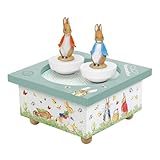 TROUSSELIER - Peter Rabbit© - Caja musical danzarines - Ideal para regalo de nacimiento - 2 figuras en movimiento - Fácil de usar - Música Menuet de Mozart - Color Verde