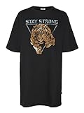 NOISY MAY Nmzodiac 2/4 Sleeve Top FWD S Camisón, Black/Print: Stay Strong Tiger, Mujer