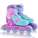 LOCAVUN Patines en línea, 4 tamaños Ajustables con Ruedas de PU 82A, Patines en línea para niños para Uso en Interiores y Exteriores
