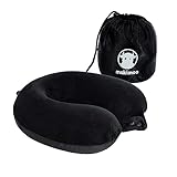Makimoo Almohada de Viaje de Espuma viscoelástica, Almohada para el Cuello, cómoda y Liviana, Ideal para Dormir en avión, automóvil, autobús y Uso doméstico (Negro)