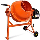 Hormigonera naranja eléctrica de acero, 63 litros, 220 V
