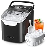 CROWNFUL - Máquina de hielo portátil (8 cubos en 6 minutos, autolimpiable, 12 kg/24 h) para el hogar, la cocina, la oficina, el bar y las fiestas