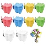 10 Piezas Cuidado Dental Infantil caja dientes de leche, Cuello caja dientes, Rosa/Blanco/Azul/Amarillo/Verde