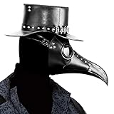 Wikay Máscara de Médico de la Peste, Máscara de pájaros de cuero Steampunk con pico largo nariz Máscara de disfraces de Halloween para cosplay de disfraces de fiesta de festival
