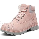 Eagsouni Botas de Nieve Mujer Cálido Botines Planas Invierno Impermeables Zapatos Senderismo Zapatillas Trekking Confortables, Rosa, 38 EU