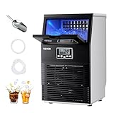 VEVOR Máquina para Fabricar Hielo 36 kg/24 h Almacenamiento de 5 kg, 32 Cubitos por Ciclo, de Acero Inoxidable, Independiente y de Encimera, con Pantalla LED y Autolimpieza, para Bar, Restaurante