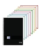 Oxford, Cuaderno A4 Cuadriculado 5x5, Tapa Plástico, 8 Recuadros de Color, Hojas Microperforadas, Color Negro