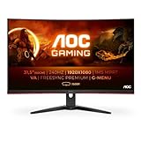 AOC C32G2ZE - Monitor curvo gaming de 32' Full HD (1920x1080, 240Hz, 1500R, 1ms, VA, FreeSync, 300cd/m, HDMIx2, Displayport 1x1.2) Negro/rojo