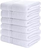 Utopia Towels Paquete de 6 Juego de Toallas de baño, 100% algodón Hilado en Anillo (60 x 120 CM) Mediana, Alta absorción, Secado rápido, Toallas de Hotel, SPA y baño de Primera Calidad (Blanco)