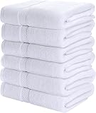 Utopia Towels Paquete de 6 Juego de Toallas de baño, 100% algodón Hilado en Anillo (60 x 120 CM) Alta absorción, Secado rápido, Toallas de Hotel, SPA y baño de Primera Calidad (Blanco)