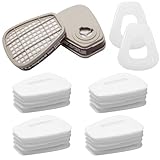 6001 Filtros para máscara de protección respiratoria, 20 filtros de algodón + 2 filtros y 2 tapas, cartuchos orgánicos Vapor 6001, filtro químico de color compatible con 6200, 6800, 7502 máscara de