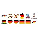 Tatuajes de la bandera nacional, Tatuajes temporales de la Copa del Mundo, Etiquetas engomadas de la bandera de Rusia 2018 para el juego de fútbol Decoración del cuerpo de la cara 12 hojas (Alemania)