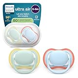 Philips Avent chupetes ultra air: diseño anatómico, para bebés de 0 a 6 meses, tetina simétrica de silicona suave, sin BPA, con estuche esterilizador, paquete de 2, SCF087/01