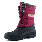 Knixmax Botas de Nieve para Mujer Botas de Invierno Forro Térmico Impermeables Antideslizante Cómodo Zapatos de Invierno Rojo Vino EU41