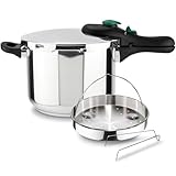 Magefesa DYNAMIC - Pack Olla Express Rápida de 6 Litros + Cestillo, Acero Inoxidable 18/10, Eficiencia Energética, Todo Tipo de Cocinas, Inducción