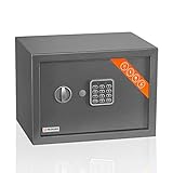 Brihard Family Caja Fuerte electrónica - 25x35x25cm Caja Seguridad hogar con Bloqueo Digital, LED y Estante extraíble - Caja Fuerte para portátil, A4