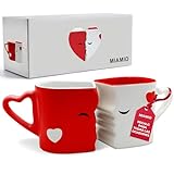 MIAMIO - Tazas de Café/Tazas de Besos Set/Regalo para Novios - Ceramica (Rojo)