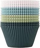 Lesipee Moldes de silicona para magdalenas, moldes de silicona estándar para magdalenas, 4 colores, juego de 12 unidades, reutilizables, sin BPA, para tartas y pudines (12 unidades)
