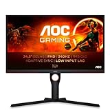 AOC Gaming 25G3ZM/BK - Monitor FHD de 25', 240 Hz, 0.5 ms MPRT, FreeSync Premium (1920x1080, HDMI, DisplayPort, USB Hub) negro/rojo