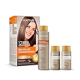 Kativa Kit Alisado Brasileño - Nueva fórmula con ácido hialurónico - Tratamiento Alisado Profesional en casa - Hasta 12 Semanas de duración - Alisado Keratina - Fórmula vegana - Fácil de aplicar