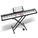 VEVOR 88 Teclas Piano de Teclado Digital Portátil Teclas Semipesadas 1000 Tonos con Soporte Ajustable, Altavoces Incorporados, Pedal de Sustain, Auriculares, Bluetooth, MIDI, USB para Principiantes
