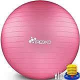 TRESKO® Pelota de Gimnasia Anti-Reventones | Bola de Yoga Pilates y Ejercicio | Balón para Sentarse | Balon de Ejercicio para Fitness | 300 kg | con Bomba de Aire | Rosa | 55cm