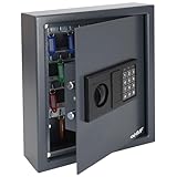HMF Caja Fuerte para Llaves con Código Electrónico, Armario Guardallaves con Cerradura Digital | 48 Ganchos | 36 x 30 x 10 cm | Antracita