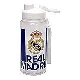 REAL MADRID CF - Botella Cantimplora de Agua, Capacidad de 500 ml, con Cierre Seguro, Multicolor Translúcido, Producto Oficial (CyP Brands)