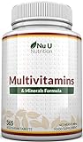 Multivitaminas y Minerales - 365 Comprimidos Vegetarianos - Complejo Vitamínico con 25 Vitaminas y Minerales Esentiales - Multivitaminico para Hombre y Mujer - 1 Año de Suministro