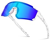 YEAMLTE Gafas Ciclismo Niño, Gafas de Sol Infantiles, Gafas de Bicicleta para Niños, Protección UV 400 para Niños y Niñas para Deportes Al Aire Libre, Ciclismo, Tenis, Running (Blanco)