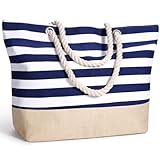 sprecenk Bolsa de Playa Grande para Mujer, Impermeable Totalizador de Lona de Verano con Cremallera Bolso Tote Beach Bag Bolso Playa Shopper para Viajes Compras Gimnasio, Azul Oxford