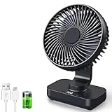 ArsMotin Ventilador de Mesa USB con Oscilación Automática, Batería 4500mAh Recargable, Silencioso, 4 Velocidades, Pantalla Digital, Carga Rápida, Portátil para Hogar, Oficina, Dormitorio, Exteriores