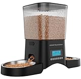 HONEYGUARDIAN Comedero Gato Automatico Doble, 3.5L Dispensador Comida Gatos/Perros 2 Tazones, Alimentador Automatico Gatos con 1-6 Comidas al día, Acero Inoxidable 304, Grabadora de Voz
